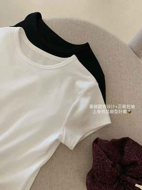 Spring Crop T-Shirts With Cargo Bubble Long Skirts Sets